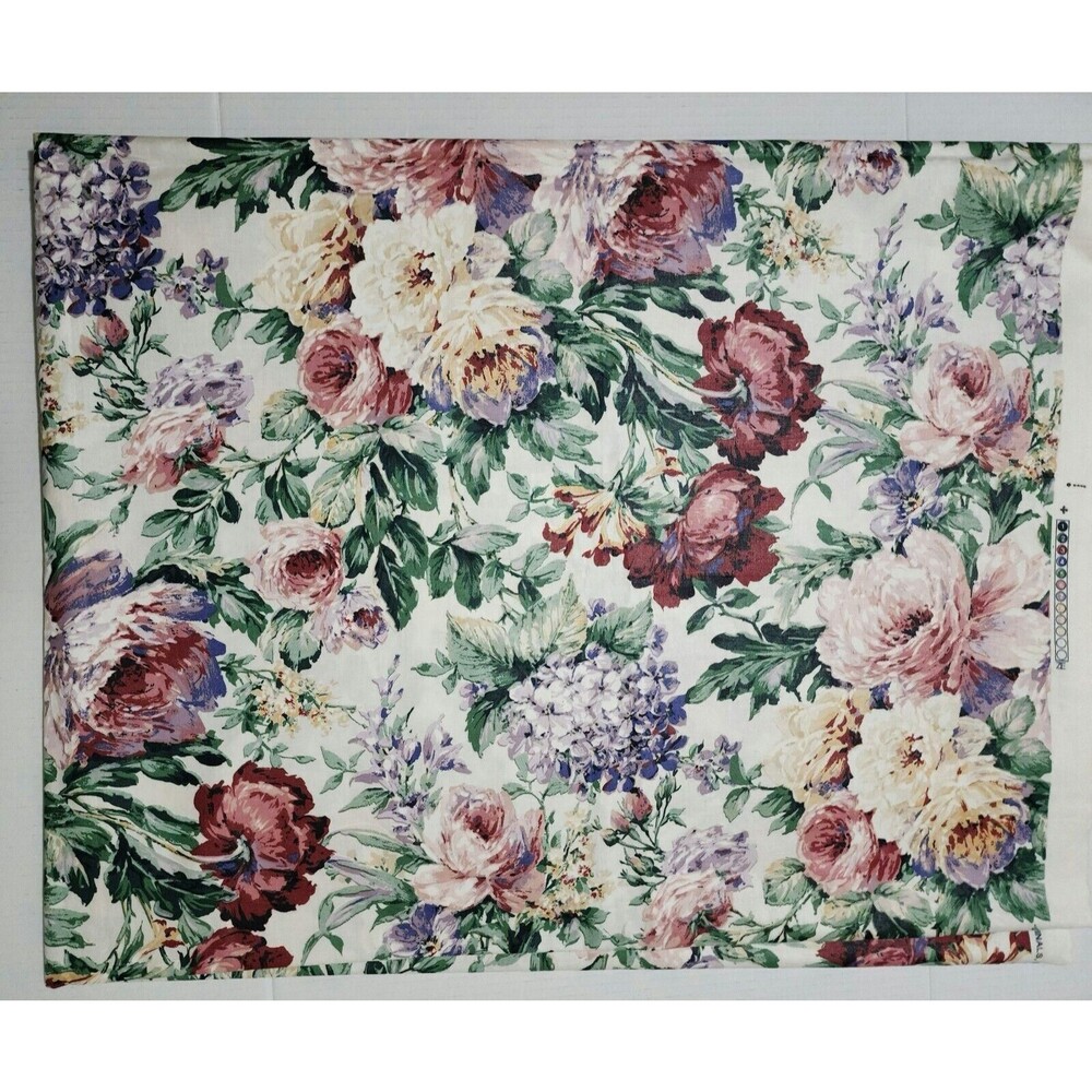 Vintage 1990 Atelier Originals Floral Rose Fabric Screen Print 54” x 4.4 Y